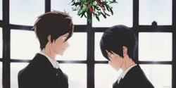   “How about a Christmas kiss, Haru?”“M…