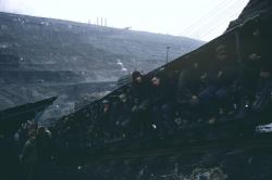 Strip coal mine, Liaoning Province, Fushun, China, 1981 by Hiroji