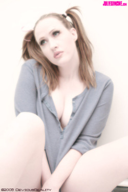 daddy-so-nasty:pigtails-and-boobs:juliesimonesworld:Redhead Julie