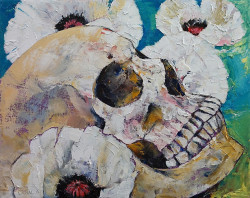 creese: Michael Creese - Skull with White Poppies (2015)