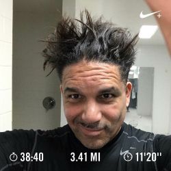 First day of winter light run, with outstanding workout hair!!!!