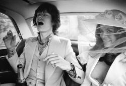  wedding photograph of Mick Jagger and Bianca Jagger after their