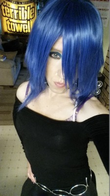 shadowfoxy:  Using my lovely blue hair in a new punk style outfit.