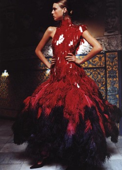 Angela Lindvall in Alexander McQueen by Mario Testino for Vogue