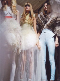 Hanne Gaby, Elsa Sylvan, and Jules Vlaich backstage Givenchy