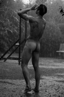 naked in the rain…