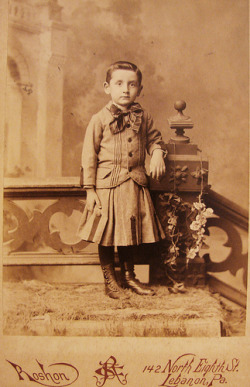 blackandwtf:  1890 A young boy named Henry Light poses in a dress.