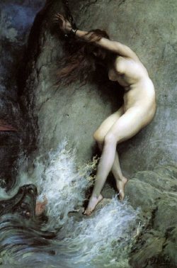 thetemperamentalgoat:  Andromeda chained to a rock, by Gustave
