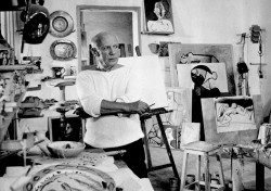 paperimages:  Pablo Picasso in his studio in Vallauris, France