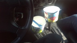 Yogurtland in my car (: