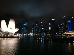 Skyline of Marina Bay at night… Nice shot from my iphone.