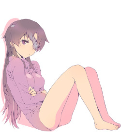 shy-azusa:  barefoot crossed arms ds mairu eyepatch long hair