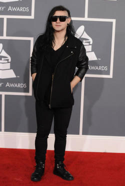 Skrillex arrives at The 54th Annual Grammy Awards at Staples