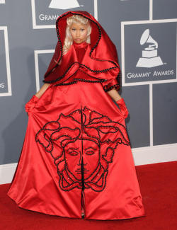 Nicki Minaj arrives at The 54th Annual Grammy Awards at Staples