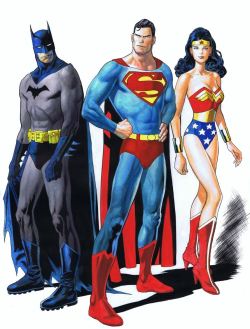 thefandomzone:  Bruce, Clark, and Diana by Kevin Nowlan 