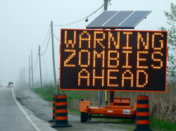 *GPS Voice* Zombies ahead. Proceed 1.2miles to on ramp for I-26