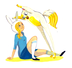 fyeahadventuretime:  Gouache painting of Fionna and Cake from