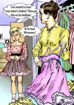 feminization:  Sissyboy, you have to wear a ladies nightdress.