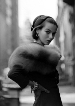 theniftyfifties:  Model in furs for Life magazine, 1952.