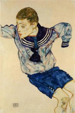 surrealappeal:  Egon Schiele, Boy in a Sailor Suit, 1913.   Egon