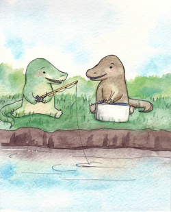 maybellecoffee:  I really like the idea of alligators fishing with fishing rods since they obviously don’t need to. :D 