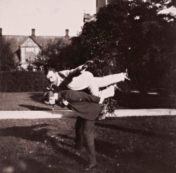 Tsar Nicholas II goofing around with his friend in 1899.