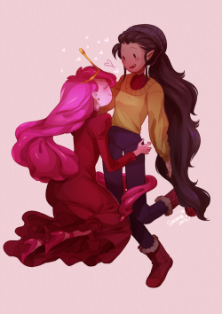 dorkyboo:  Bubblegum hair is super fun to paint!!! I’m sorry I’m still drawing Bubbline but there’s just something about their dynamic that is so irresistible to me! 