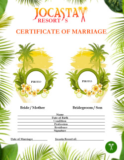 jocastaresorts:  Of course, Jocasta’s certificates of Marriage are unlawful but for a mother and her son it’s the real proof of their commitment for each other. And if you’re a mother or son having little dirty fantasies, you can print this form,