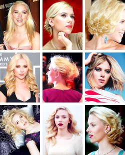 fireandeyre:  anneboleyns:  scarlett johansson + hair  this is like those do you love the color of the sky posts but better  The many looks of Scarlett johansson and pretty in every picture