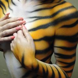 breannacooke:  Tiger woman! Bodypaint for