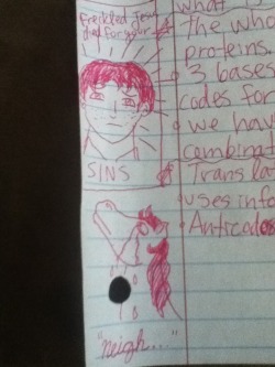 alexisfireheart:  skepticalporcupine:  My friend drew this on her science notes No you don’t understand She doesn’t even watch Attack on Titan this is what tumblr does to people  oh my god 