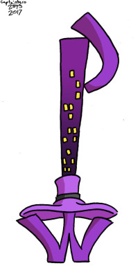 Another Keyblade design. This one actually sorta makes sense because it’s based on an actual Disney property. It’s DarkWing Duck if you couldn’t tell. 