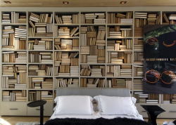 homedesigning:  Bedroom With Lots Of Bookshelves