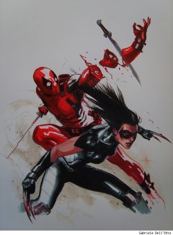 Astonishingx:  X-23 Vs Deadpool By Gabriele Dell’otto  This Is Funny&Amp;Hellip;