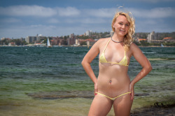 My tiniest, sheer, yellow bikini at Reef Beach!