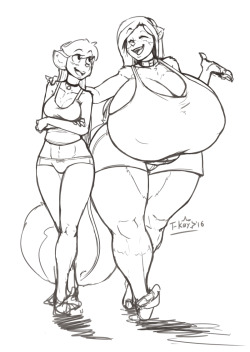 thestripedwurf: ttothekay:  The 4th of my unfinished sketches. This one was started as a gift for TheStripedWurf of his racoon girl Shina, and Katie.Characters © Their respective owners   I know my followers love Size play! Check out Shina and katie
