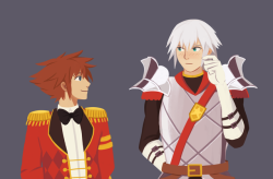 kinglets:  i tried drawing a lineless style for once? anyways i love drawing soriku in outfits from khux… although colouring metal confuses me so i won’t be drawing outfits with armour again anytime soon :’D