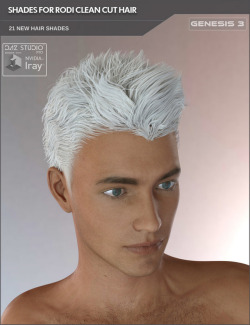 Add  some stylish and trendy new hair colors to your Rodi Clean Cut Hair for  Genesis 3 Male(s). Included is a nice mix of shades for the hair,  common colors and also some extraordinary ones. Compatible in Daz Studio 4.8 ,  Rodi Clean Cut Hair for Genesi
