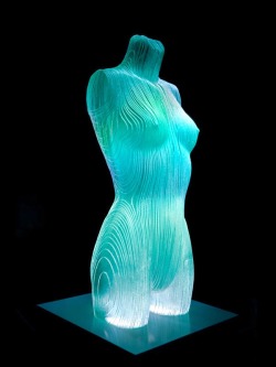 asylum-art:  Glass Sculptures by Ben Young Hand drawn and hand cut glass which are layered to create each unique piece of artwork.  &ldquo;I love watching the two dimensional shapes evolve into three-dimensional creations and the different way the light