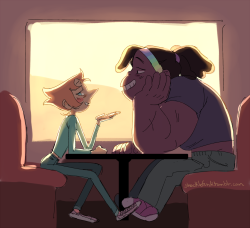 shacklefunk:  more au bispearl,,,,theyve been waiting for their breakfast for like 40 minutes but have forgotten 2 be mad abt it 