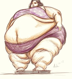 ray-norr:Just a tablet doodle… of a really fat gal on a scale…. What do you think the scale reads?