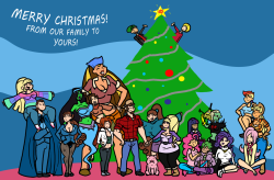 chillguydraws:  MERRY CHRISTMAS! Just something I doodled real quick tonight. Nothing big but I wanted to celebrate the time of year with the characters I’ve had fun with this year. Hopefully next year will be just as big. Just imagine them all singing