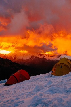 courageous-and-strong:  Sunset at High Camp on Chopicalqui by Eric Hodges