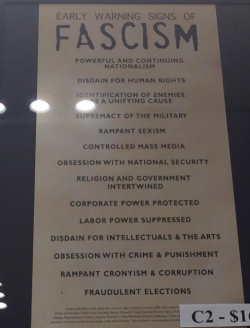 micdotcom:  US Holocaust Museum’s “early warning signs of fascism” sign is going viral The United States Holocaust Memorial Museum wants to make sure that fascism doesn’t make a comeback.  A Twitter user snapped a shot of a poster from somewhere