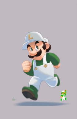 crappysketches:  Luigi and Peach were drawn in 2012, and 2013. There’s also Bowser. This is a direct interpretation of their sprites. Cool. 