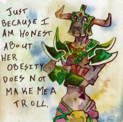 thatmetticguy:  This is from a imgur set of paintings made around things a girl has be told by other people in dota (you can check it here) but honestly the the concept of Undying calling people fat is the funniest fucking thing in the world to me