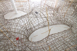 whoisspiderman:  vanillafrappubbino:  jedavu:  Artist Henrique Oliveira Constructs a Cavernous Network of Repurposed Wood Tunnels at MAC USP  …..but, why?  The Yamato wood style lol 