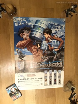 My second Shingeki no Kyojin merchandise haul for today - the official (And quite large) poster from the 2015 SnK x AquaClara “Rehydration Corps” collaboration, featuring Rogue Titan, Armin, Levi, and Mikasa! This was apparently a top lottery prize