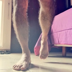 Furry legs and pretty toes.
