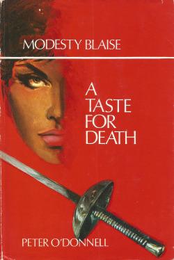 A Taste For Death, by Peter O’Donnell (Souvenir Press, 1969). Jacket design by Jim Holdaway.From eBay.